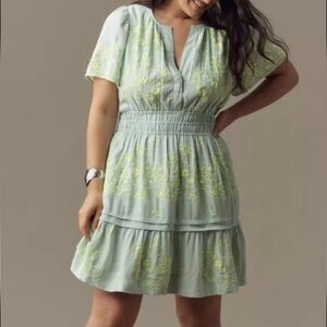 Anthropologie Linen Dress Women Medium oversized Somerset Embroidered NWOT